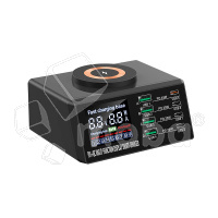 Зарядная станция (110W, 8 портов, 4USB-QC0.3/4Type-C-PD, Qi 15W, LCD)