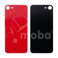 Задняя крышка для iPhone SE 2020 (A2296) Красный (стекло, монолит, широкий вырез под камеру, логотип) - Премиум