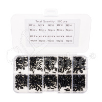 Набор винтов для ноутбука (10 размеров, 500 шт.) Черный