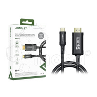 Кабель Type-C - HDMI Acefast C1-10 (ver 2.1, 4K/60 Hz, оплетка нейлон, 1.8 м) Черный
