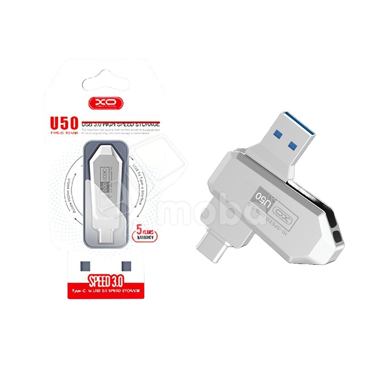 USB-флеш (USB 3.0 + Type-C) 32GB XO U50 Серебро