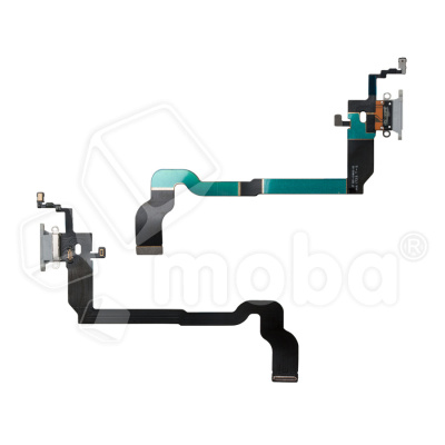 Шлейф для iPhone X (A1865/A1901) на системный разъем/микрофон Серый - Премиум