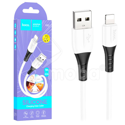 Кабель USB - Lightning Hoco X82 (2.4А, оплетка силикон, термостойкий) Белый