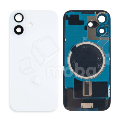 Задняя крышка для iPhone 17 (A3520) в сборе со стеклом камеры Белый (стекло, монолит, MagSafe, логотип) - Премиум