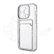 Чехол-накладка для iPhone 14 Pro (с защитой камеры, карманом для карт, прозрачный)