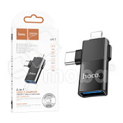 Адаптер Lightning + Type-C - OTG Hoco UA17 Черный