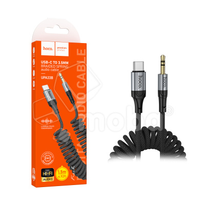 Кабель AUX "3,5 мм" Jack - Type-C Hoco UPA33B (1.5 м) Черный