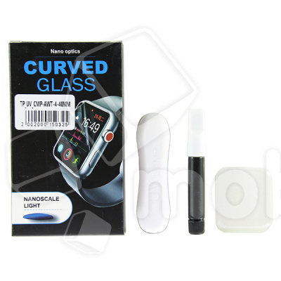 Защитное стекло "UV комплект" для Apple Watch 4/5/6/SE/SE 2022/SE 2023/SE 2024/SE 2025 (44 мм) (клей, лампа)