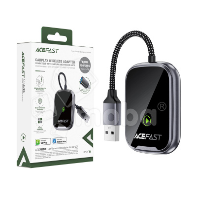 Адаптер USB Acefast QC1 (CarPlay/Android Auto, беспроводной, с адаптером Type-C) Серый