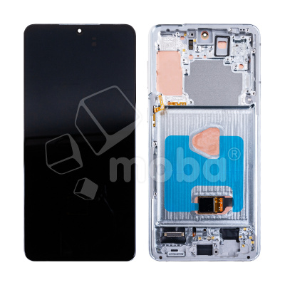 Дисплей для Samsung Galaxy S21+ (G996B) модуль с рамкой Серебро - (OLED) (Full Size)