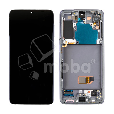 Дисплей для Samsung Galaxy S21 (G991B) модуль с рамкой Серый - Сервисный Оригинал