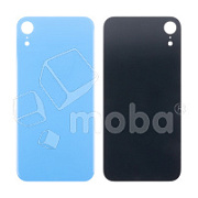 Задняя крышка для iPhone Xr (A2105) Голубой (стекло, монолит, широкий вырез под камеру, логотип) - Премиум