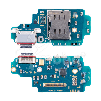 Шлейф для Samsung Galaxy S24 Ultra (S928B/EU version) плата системный разъем/разъем SIM/микрофон - Премиум