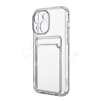 Чехол-накладка для iPhone 14 (с защитой камеры, карманом для карт, прозрачный)