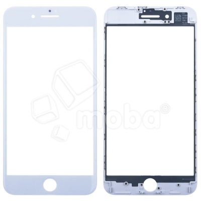 Стекло для переклейки iPhone 8 Plus с OCA пленкой + рамка Белый - OR (Mitsubishi)